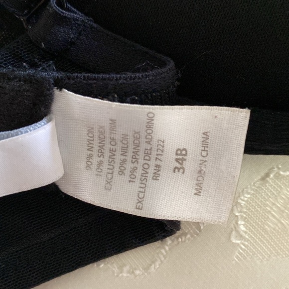 Jessica Simpson padded push up plunge black lace on white bra, underwire 34B - Picture 10 of 14